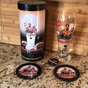 HARLEY DAVIDSON 🍺 AMERICAN BEAUTY BETTY PILSNER/COASTER COLLECTORS ITEM 🌟NEW🌟